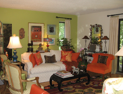 Green and Eclectic Living Room